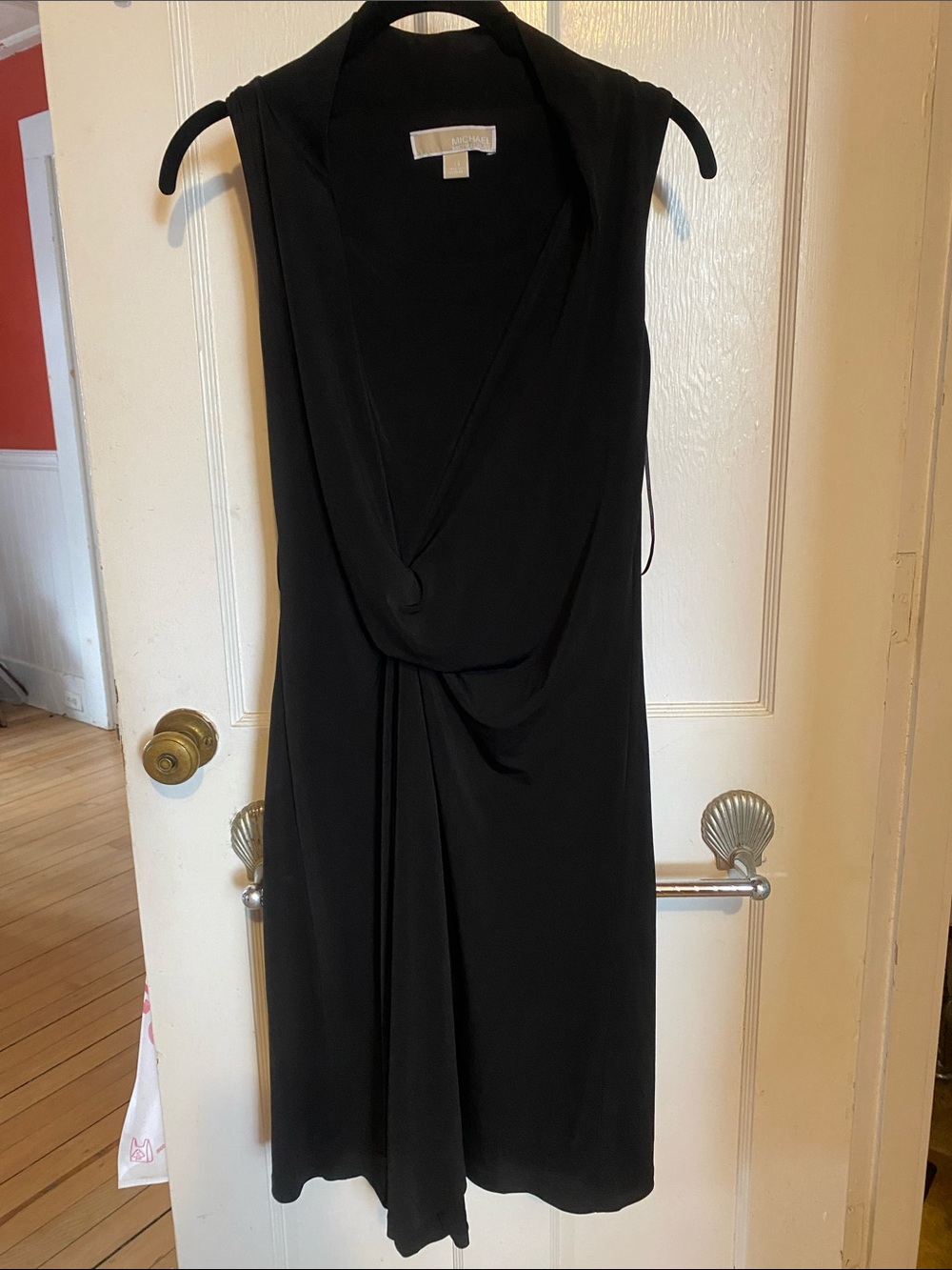 Michael Kors Black Sleeveless Draped Front Dress
